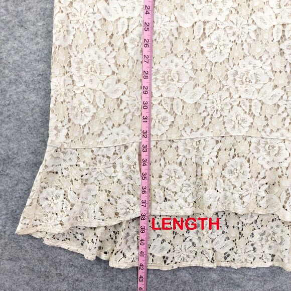 Suzanne Betro Dress Womens 1X Beige Cream Lace High Low Sleeveless Party New - Picture 8 of 11